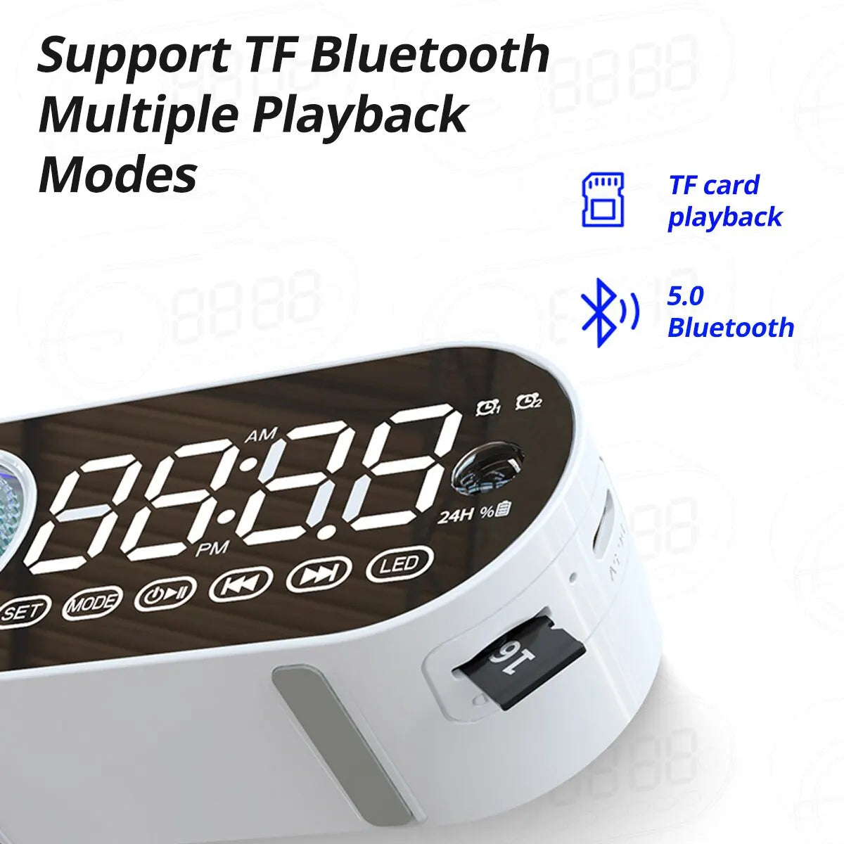 Smart Bluetooth Speaker Clock with RGB Lighting & Digital Display