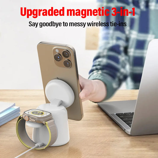 Fast Magnetic Wireless Charger Stand for iPhone, AirPods & iWatch