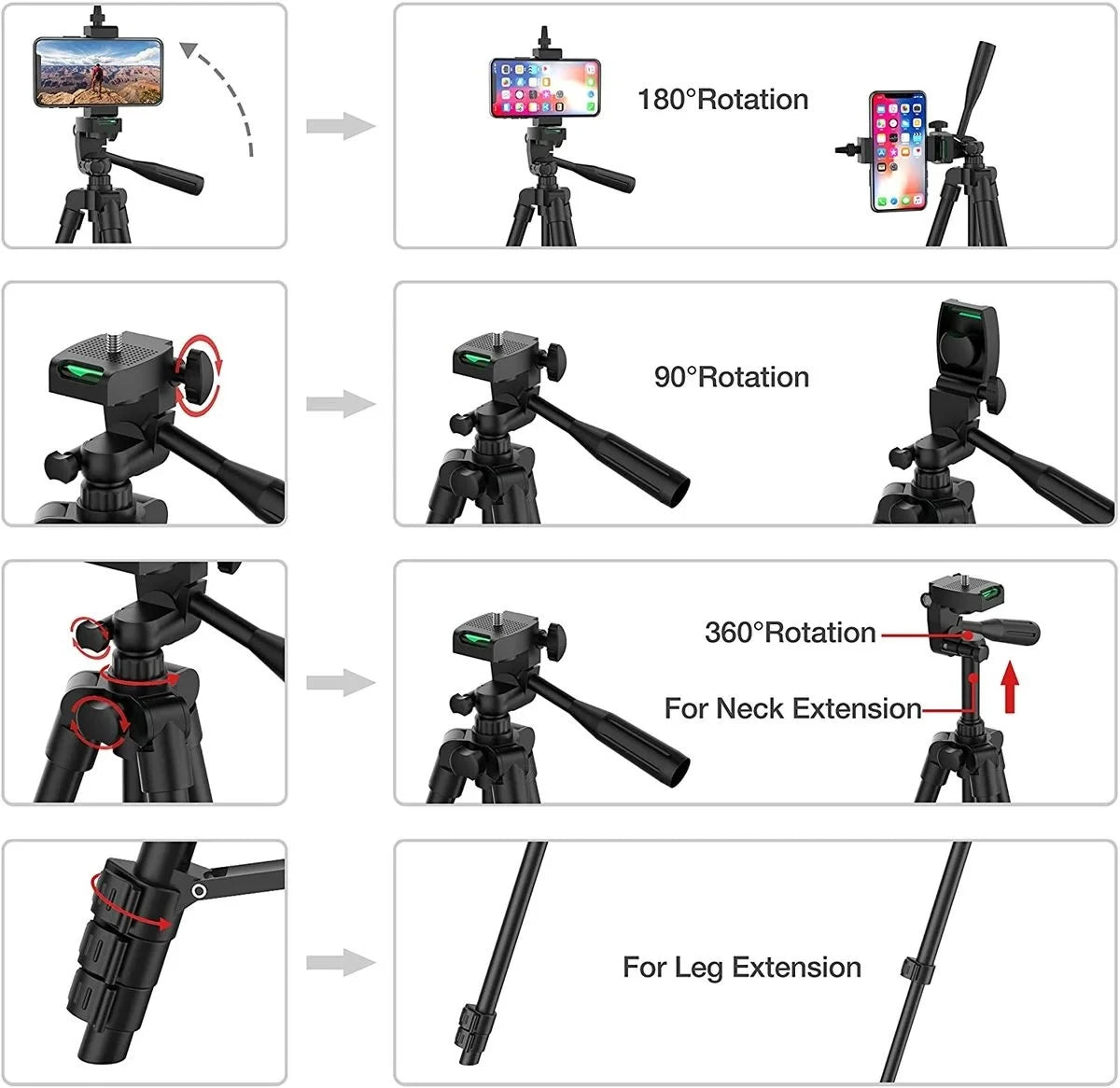 100cm Phone Tripod Stand with Bluetooth Remote