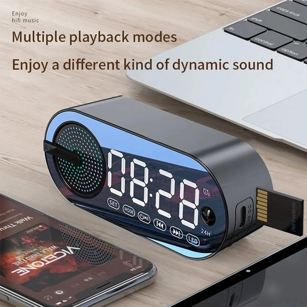 Smart Bluetooth Speaker Clock with RGB Lighting & Digital Display