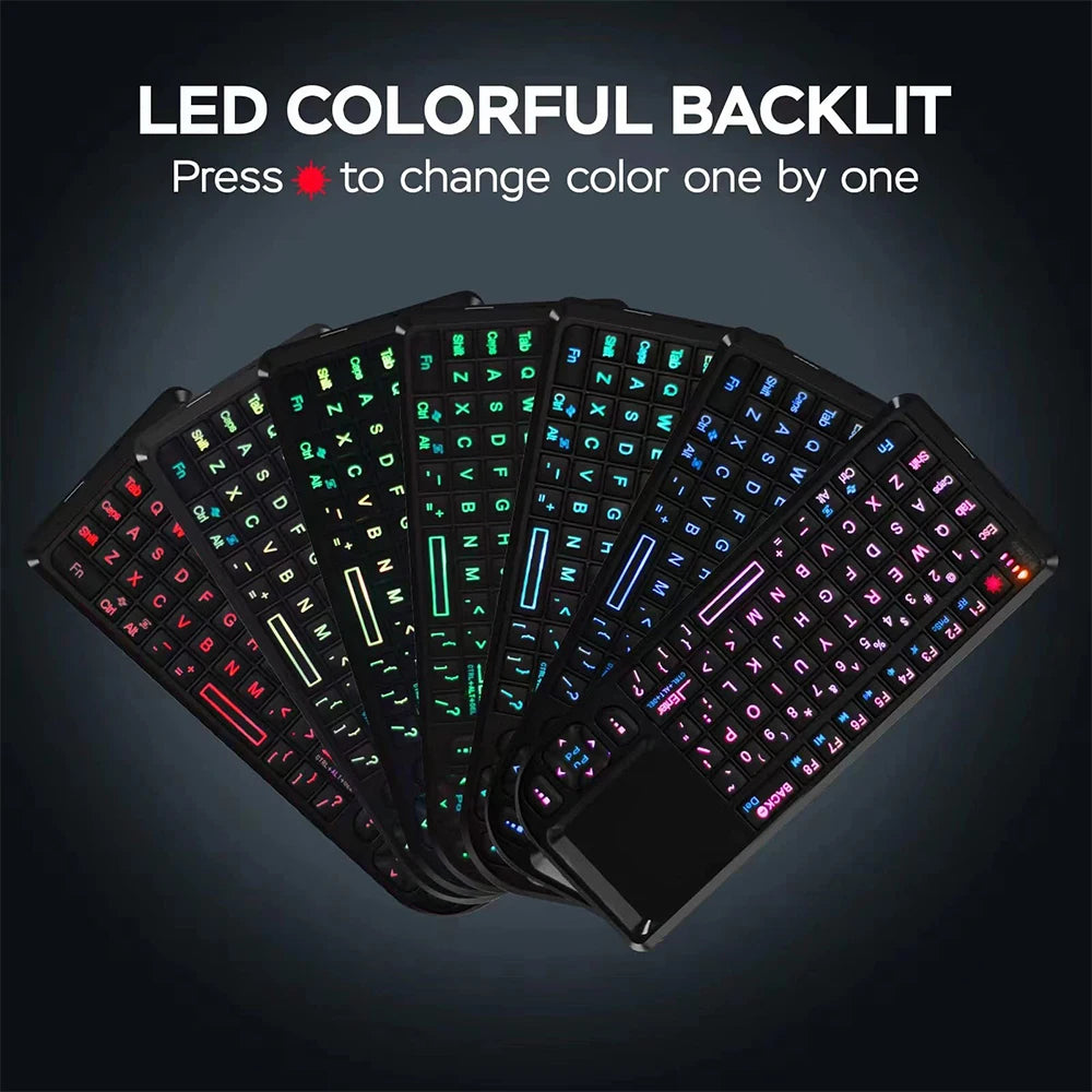 A8 Mini Wireless Keyboard with 7-Color Backlight & Touchpad