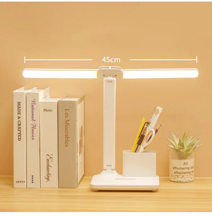 Dual LED Desk Lamp – USB Rechargeable & Dimmable