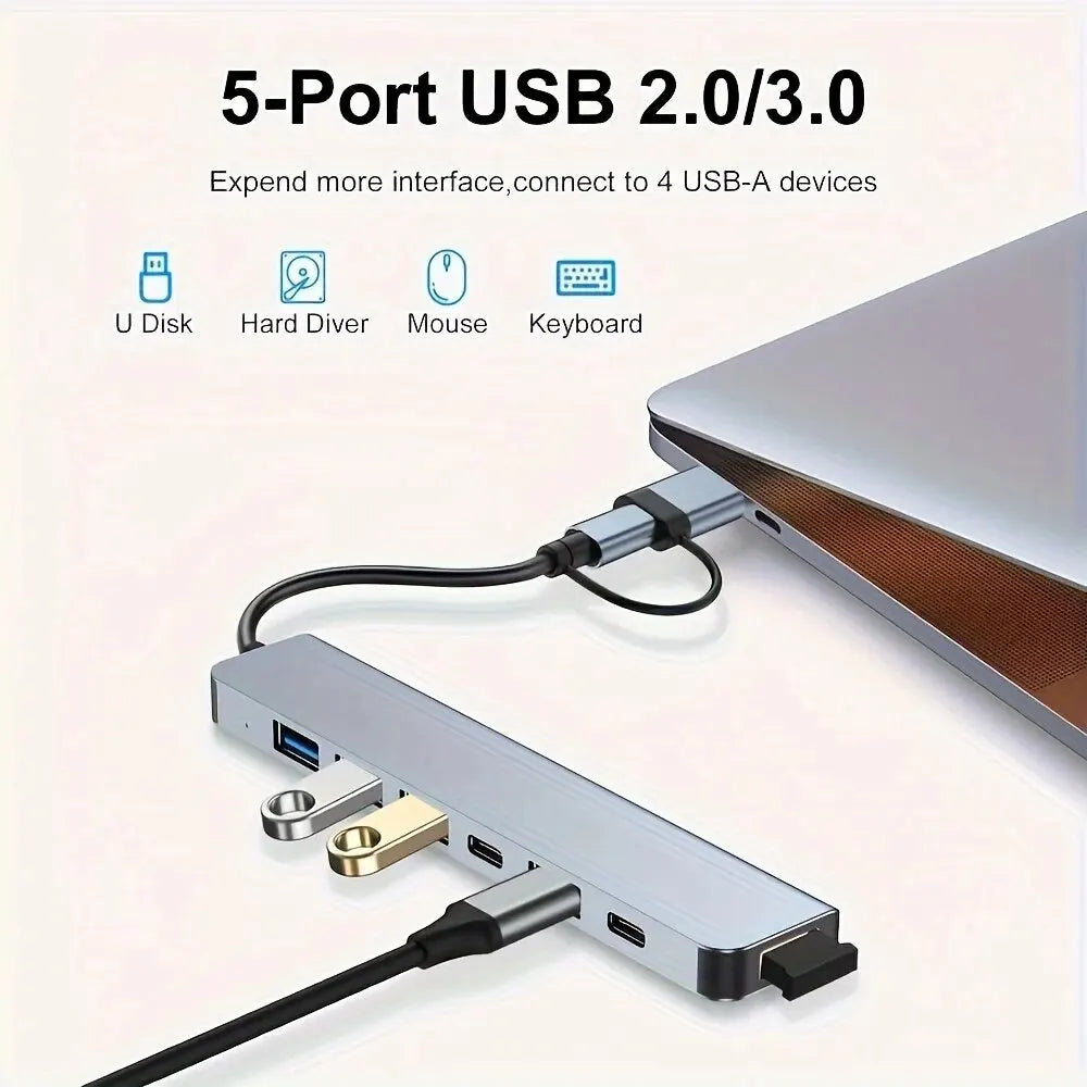 Aluminum USB C Hub 7 in 1 Extender