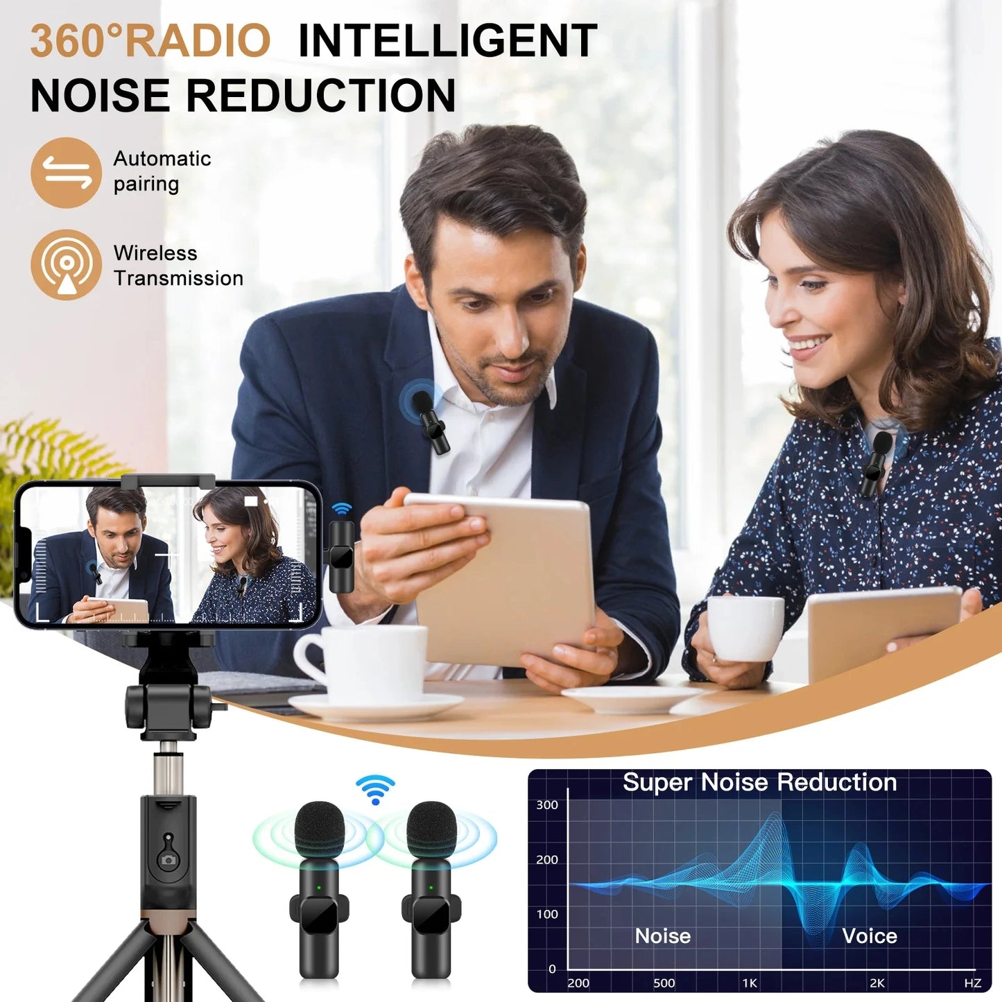 Rechargeable Wireless Lavalier Microphone for Clear Audio Recording and Live Streaming